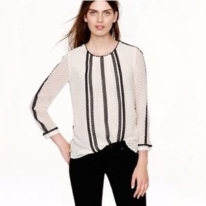 J. Crew Lace-Trim Swiss-Dot Blouse